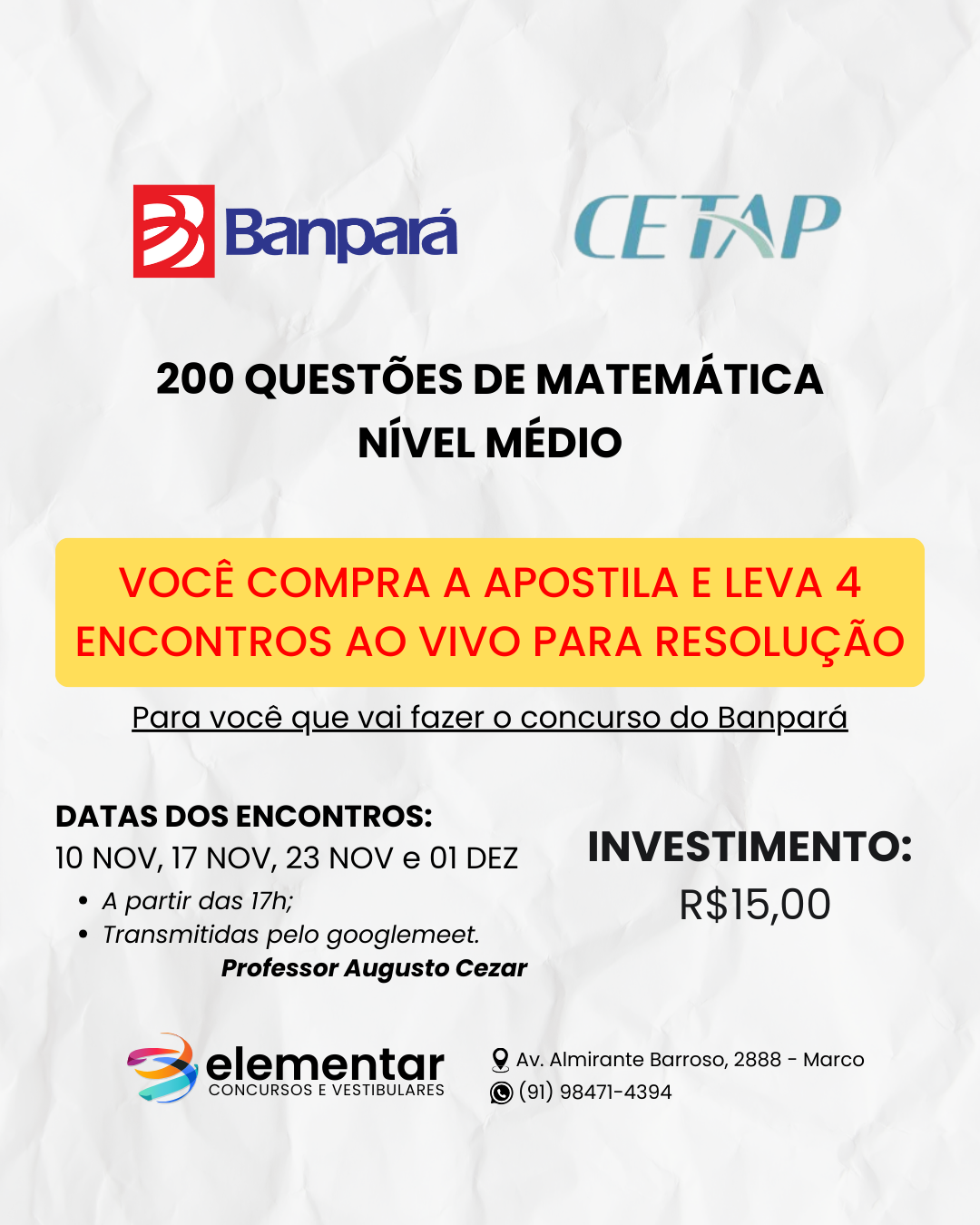 Cadernos 200 Questões Matemática - Banpará 